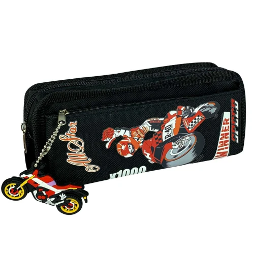 Penal com 2 ziper moto speed com chaveiro