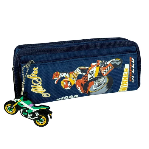 Penal com 2 ziper moto speed com chaveiro