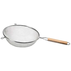 Peneira de inox cabo de madeira 24cm