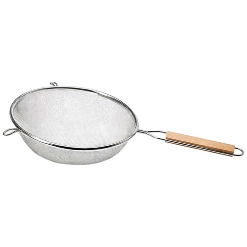 Peneira de inox cabo de madeira 24cm
