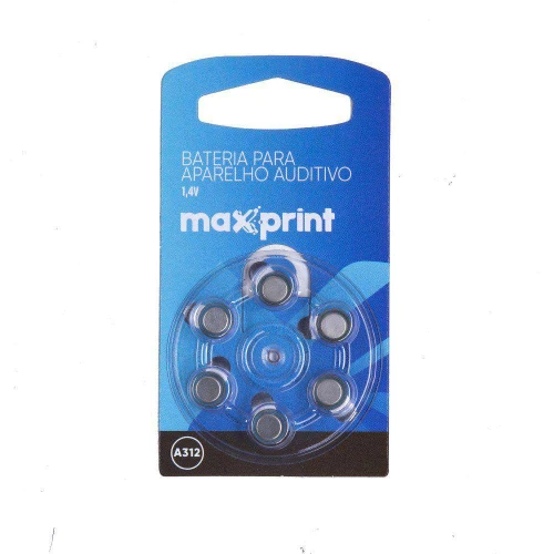 Pilha bateria lítio 1,4v a312 para aparelho auditivo cart-6 maxprint