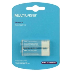 Pilha recarregável pequena AA 2500mah com 02 unidades Multilaser