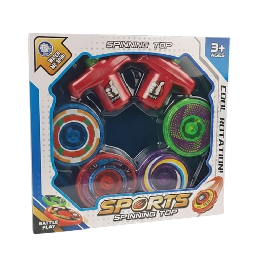 Pião plástico com 6 peças sports spinning Pião plástico com 6 peças sports spinning