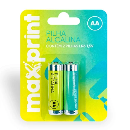 Pilha alcalina pequena AA com 02 unidades Maxprint