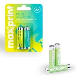 Pilha alcalina pequena AA com 02 unidades Maxprint