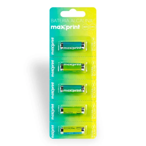 Pilha bateria 12V A23 carro/portão alcalina cartela com 05 unidades Maxprint
