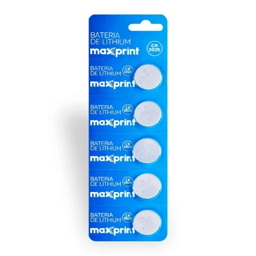 Pilha bateria lítio 3V CR2025 cartela com 05 unidades Maxprint