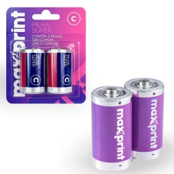 Pilha média C com 02 unidades Maxprint