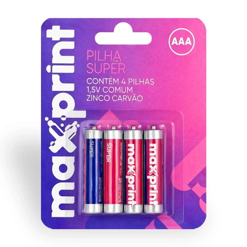 Pilha palito AAA com 04 unidades Maxprint
