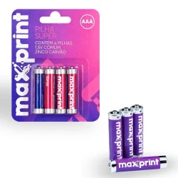 Pilha palito AAA com 04 unidades Maxprint