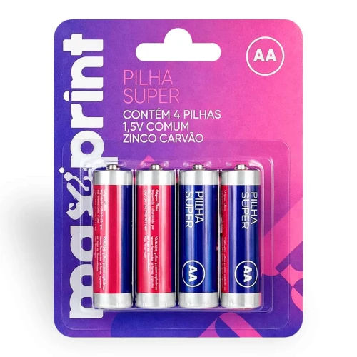 Pilha pequena AA com 04 unidades Maxprint Pilha pequena AA com 04 unidades Maxprint