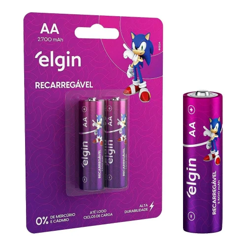 Pilha recarregável AA 2700mah com 02 unidades Elgin