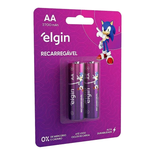 Pilha recarregável AA 2700mah com 02 unidades Elgin