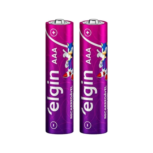 Pilha recarregável palito AAA 1000mah com 02 unidades Elgin