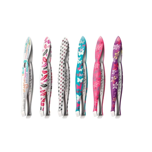 Pinça de inox cartela com 12 unidades decorada Pinça de inox cartela com 12 unidades decorada