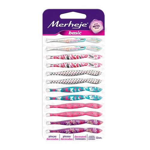 Pinça de inox cartela com 12 unidades decorada Pinça de inox cartela com 12 unidades decorada