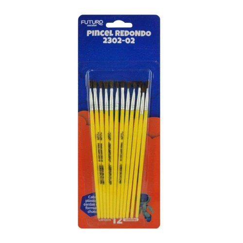 Pincel escolar chato Nº02 com 12 unidades Futuro Pincel escolar chato Nº02 com 12 unidades Futuro
