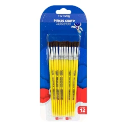 Pincel escolar chato Nº08 com 12 unidades Futuro
