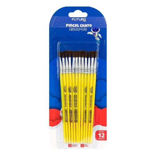 Pincel escolar chato Nº08 com 12 unidades Futuro Pincel escolar chato Nº08 com 12 unidades Futuro