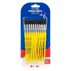 Pincel escolar chato Nº12 com 12 unidades Futuro