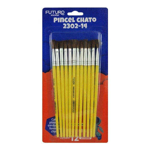 Pincel escolar futuro chato com 12