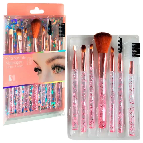 Pincel para maquiagem com 07 unidades Sweet Beauty sortidos