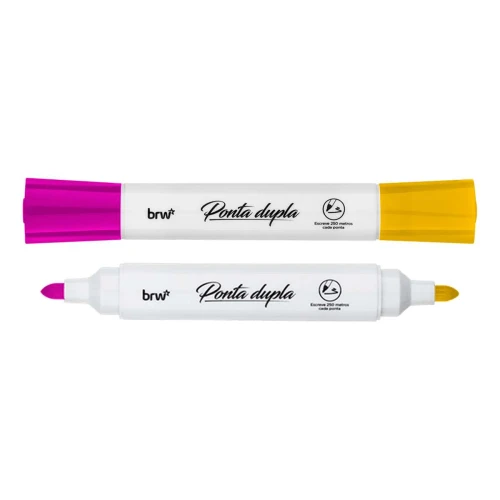 Pincel para quadro branco com ponta dupla amarelo e rosa Brw
