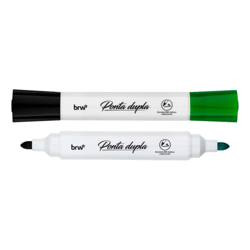 Pincel para quadro branco com ponta dupla verde e preto Brw