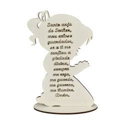 Placa decorativa menina com oração do Santo Anjo