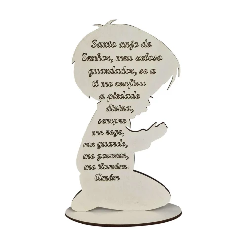 Placa decorativa menino com oração do Santo Anjo