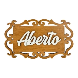 Placa decorativa para pendurar aberto/fechado