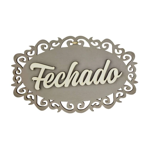 Placa decorativa para pendurar aberto/fechado