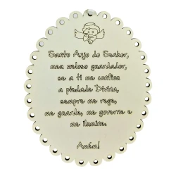 Placa decorativa para pendurar oração Santo Anjo
