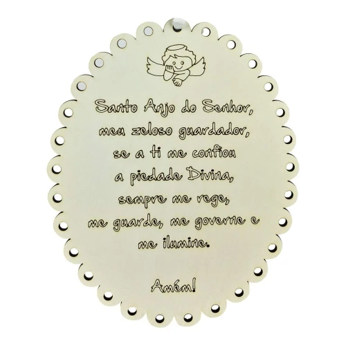 Placa decorativa para pendurar oração Santo Anjo