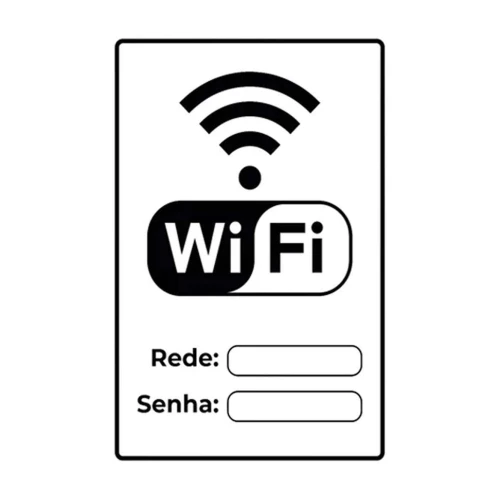 Placa sinalização plastico senha wifi