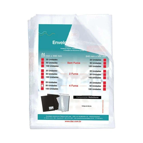 Plástico perfurado fino 225x300mm 0,06 com 50 unidades Dac
