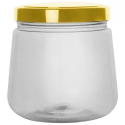 Pote plástico transparente com tampa douada 1200ml Bandeirante