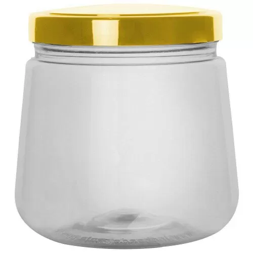 Pote plástico transparente com tampa douada 1200ml Bandeirante Pote plástico transparente com tampa douada 1200ml Bandeirante