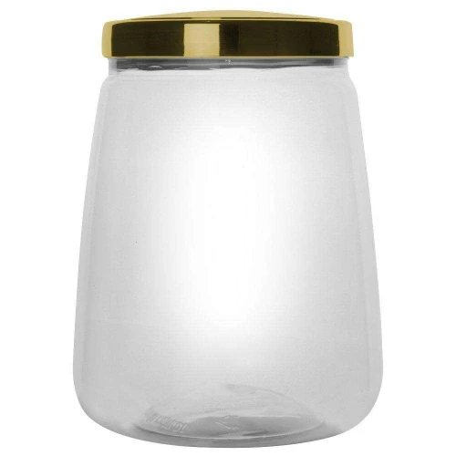 Pote plástico bandeirante transparente tampa dourada 2,100ml Pote plástico bandeirante transparente tampa dourada 2,100ml