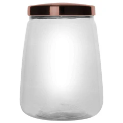 Pote plástico bandeirante transparente tampa metal rose 2,100ml