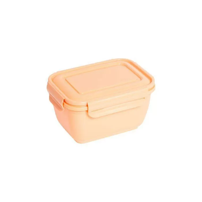 Pote plástico retangular colorido com trava fliplock 550ML