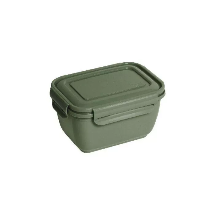 Pote plástico retangular colorido com trava fliplock 550ML