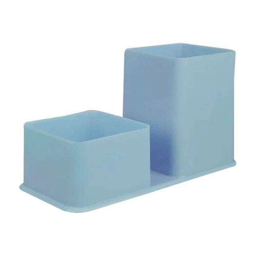Porta canetas/clips 2x1 acrilico azul pastel