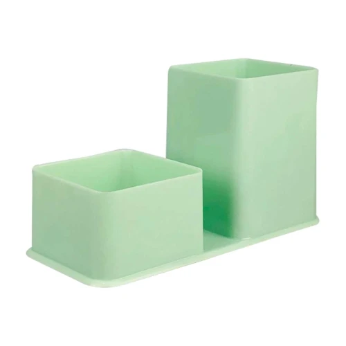 Porta canetas e clips 02 em 01 acrilico verde pastel