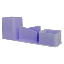 Porta canetas,clips e lembretes 03 em 01 acrilico lilas