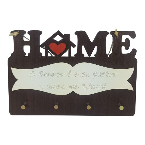 Porta chaves MDF Home com frase com 04 lugares sortido