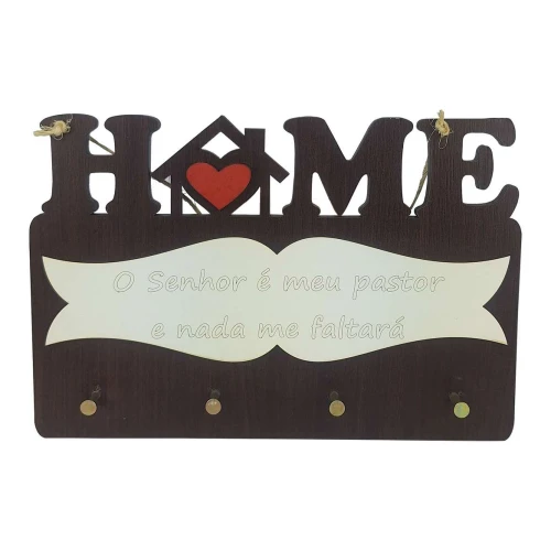Porta chaves MDF Home com frase com 04 lugares sortido Porta chaves MDF Home com frase com 04 lugares sortido