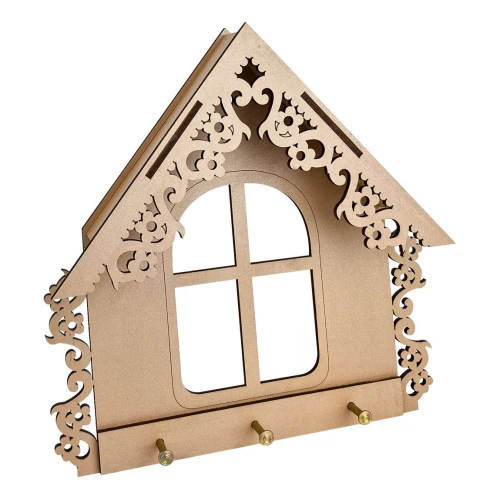 Porta chaves MDF casinha com 03 lugares sortido