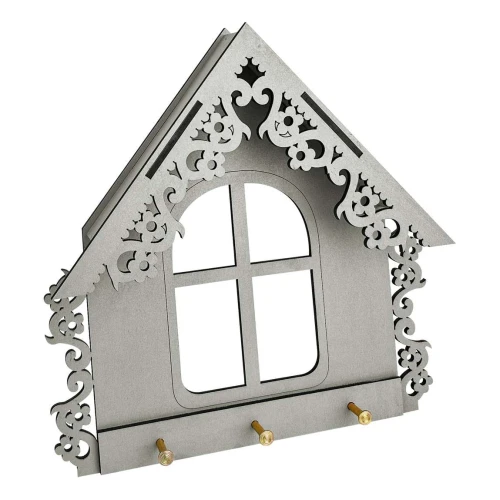Porta chaves MDF casinha com 03 lugares sortido