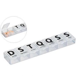 Porta comprimidos retangular semanal com 7 divisórias